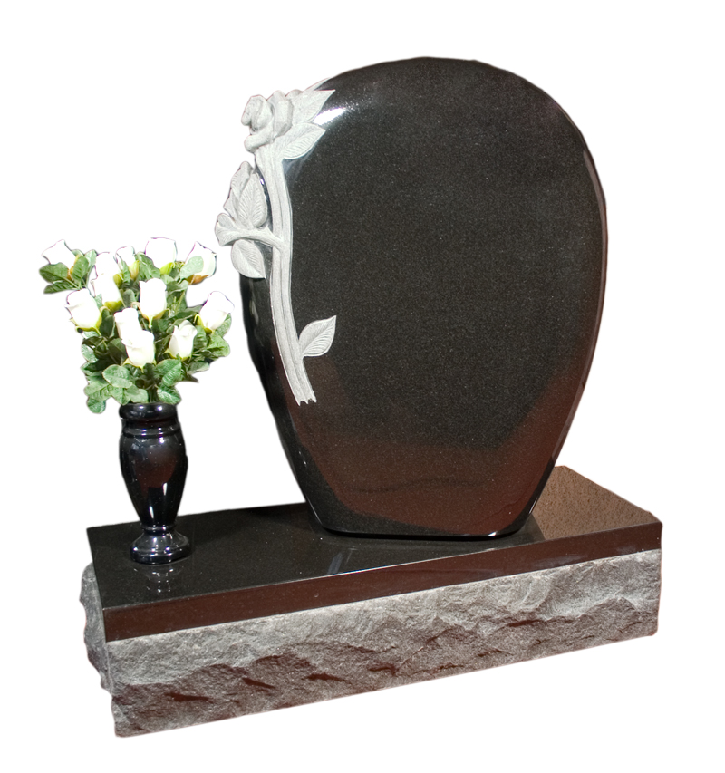 24x8x30 Rounded Memorial with Sculpted Flowers