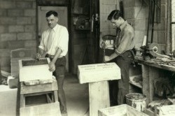 Linus and Gerard Modlich working in the shop